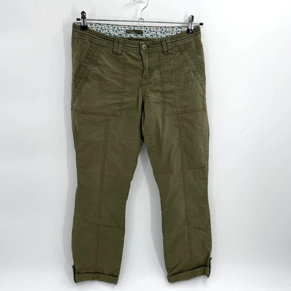 PRANA Pants Capri Length Cotton Mid Rise Outdoor Womens 6 Green Outdoor Dark